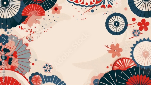 The Japanese pattern and icon moderns. Oriental wedding invitations with decorative frames. Abstract template with Chinese style patterns and brushes.