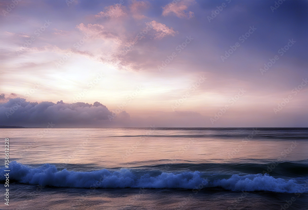 Misty Lilac Seascape With Pink Clouds stock photoSky Sunset Pink Color Sea Cloud - Sky