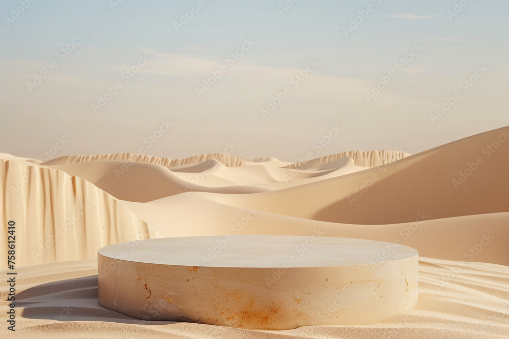 product podium presentation with desert sand dunes background for advertisement product podium presentation with desert sand dunes background for advertisement