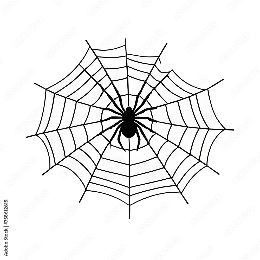 Fototapeta premium Spider Web Hand Drawn Cartoon Style Illustration