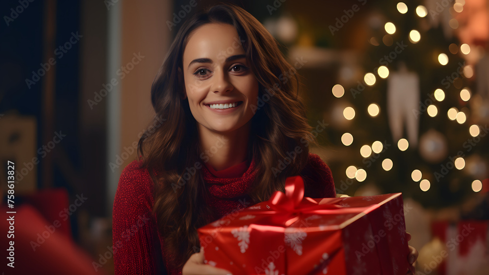 An Italian woman is all smiles after receiving a gift on Christmas. It's going to be a very happy holiday season. An Italian woman is all smiles after receiving a gift on Christmas. It's going to be a very happy holiday season.
