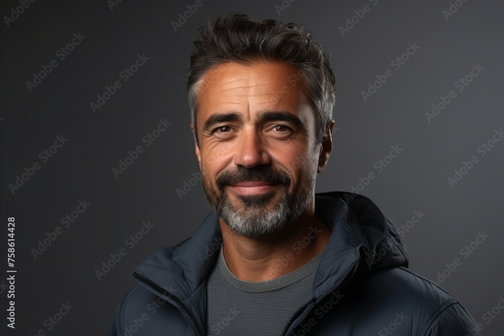 Portrait of a handsome man with beard and mustache over grey background Portrait of a handsome man with beard and mustache over grey background