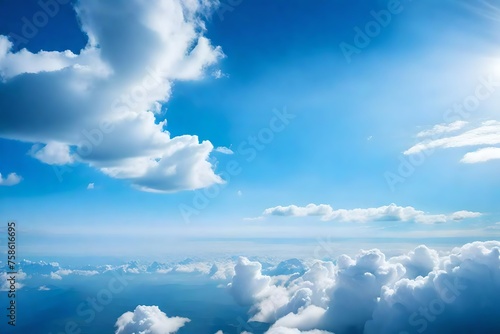 fluffy clouds scattered across a brilliant blue sky