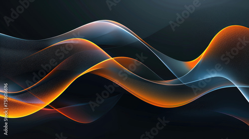 Sleek waves background in a dance of orange and blue