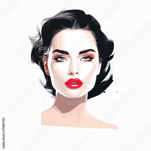 Beautiful woman face fashion image vector illustrationm