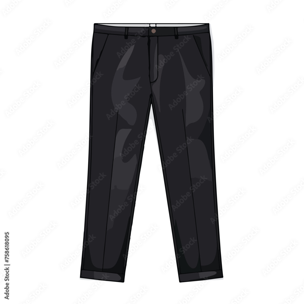 Black elegant pants flat vector illustration 