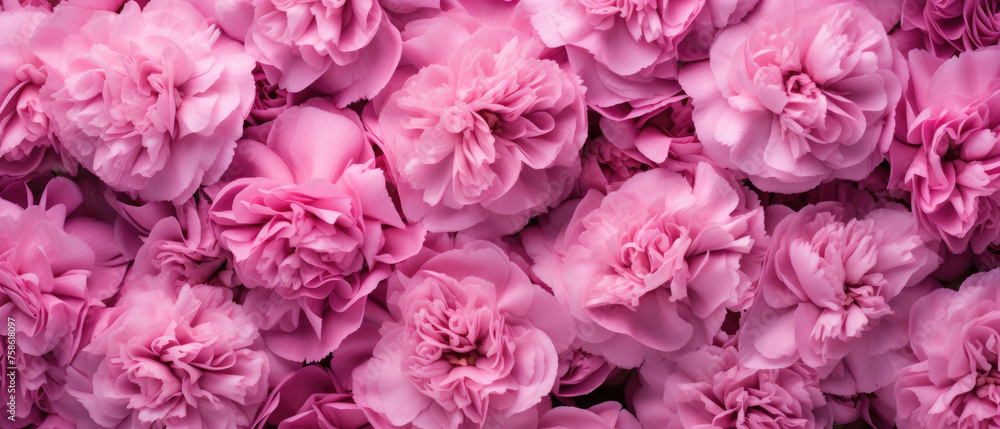 Top view background of bunch of blooming pink Carnations flowers floral petals plant Top view background of bunch of blooming pink Carnations flowers floral petals plant