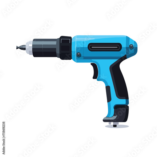 Blue drill handle tool equipment icon flat vector 