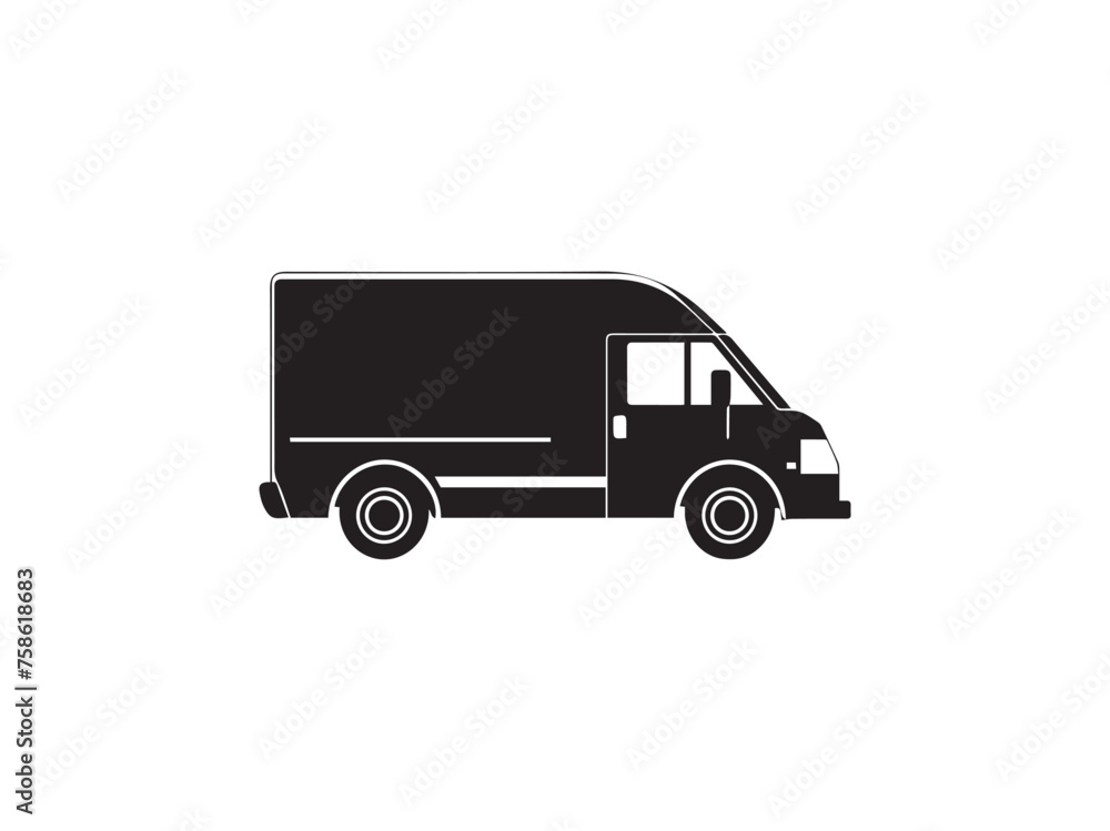 Delivery truck icon over white background, silhouette style, vector illustration Delivery truck icon over white background, silhouette style, vector illustration
