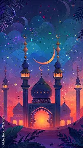 Ramadan greeting card background. Ornament Arabic symbol.