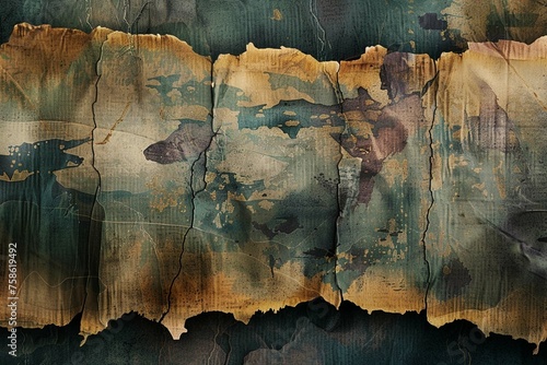 Dark grunge style texture with a torn paper overlay background