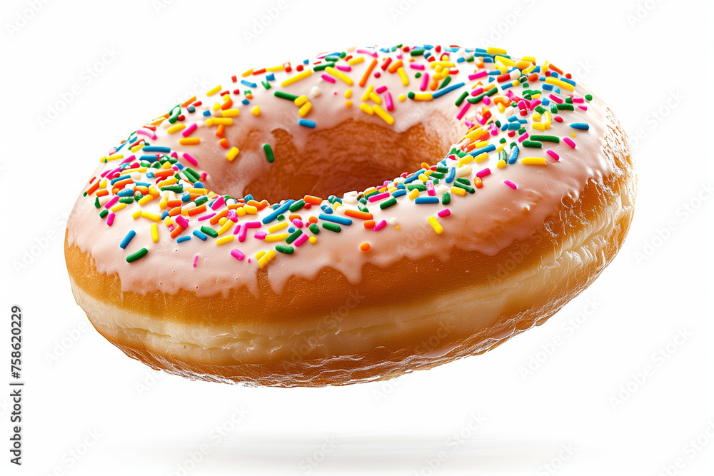 Fresh sprinkle donut on white background 