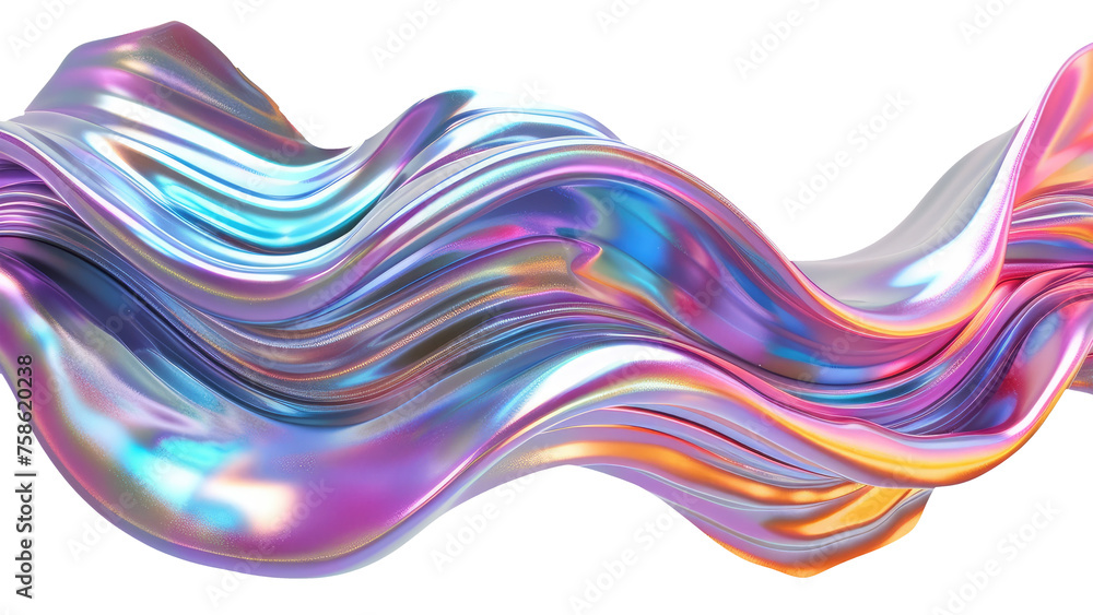 3d abstract metallic iridescent wave solid shape. isolated transparent background. PNG, cutout 3d abstract metallic iridescent wave solid shape. isolated transparent background. PNG, cutout