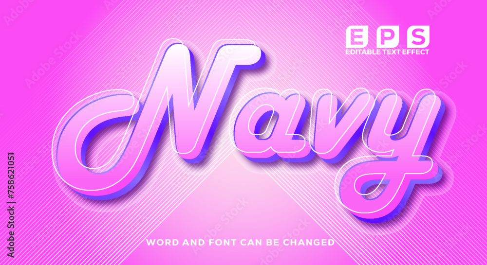 Navy 3D text Effect Navy 3D text Effect