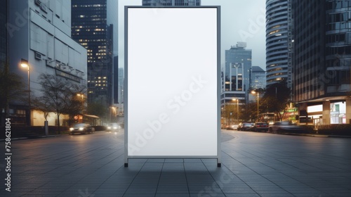 billboard or blank poster, blank white mast banner mockup, front view, outdoor, billboard clear poster for advertising display outside sign template, for Display or montage of produc