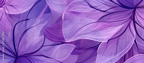 Purple and lilac linear pattern with flower petal elements for fabric and interior design.