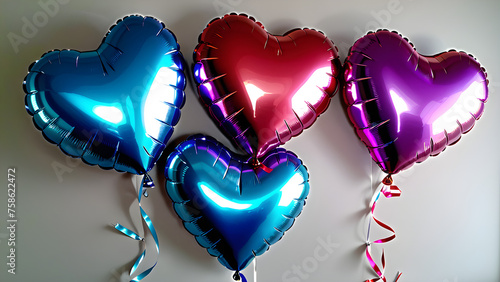 Mylar helium balloons hearten shaped balloons. heart of hearts. suitable for holidays, parties, and birthday celebrations. A festive party photo