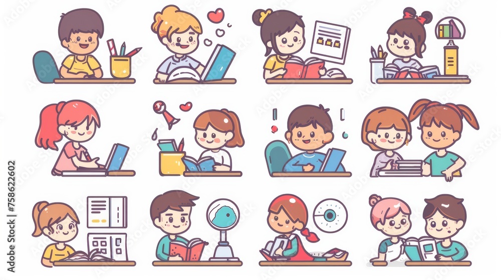 The study of hard work and taking exams. Cute logo icon style character.