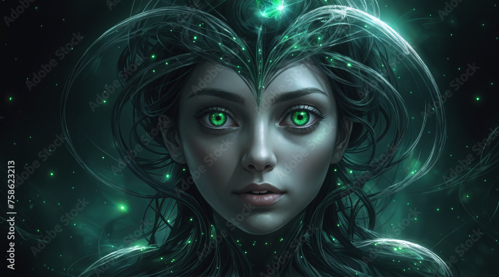 Fantastic portrait of a woman with green eyes