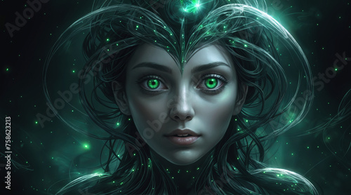 Fantastic portrait of a woman with green eyes