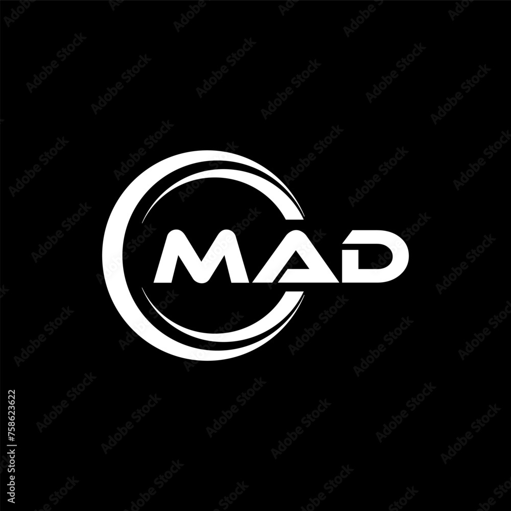 MAD letter logo design in illustration. Vector logo, calligraphy designs for logo, Poster, Invitation, etc.