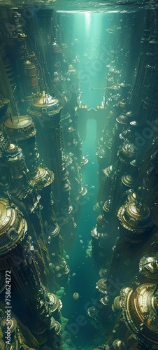 An ocean world where vast underwater cities house an advanced civilization of aquatic beings