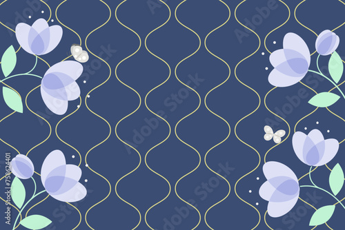 花とアンティークな壁紙