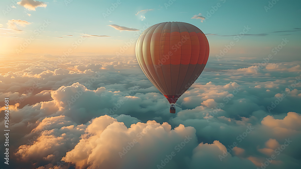 Fototapeta premium hot air balloon soaring high in the sky, symbolizing business growth and success