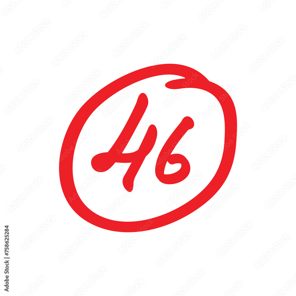 46 points exam score, forty six points mark, vector illustration 46 points exam score, forty six points mark, vector illustration