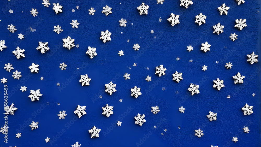 snow flakes on the wall blue background snow flakes on the wall blue background