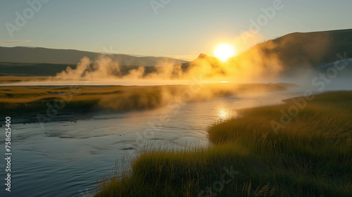 A natural hot spring that bubbles up from underground.