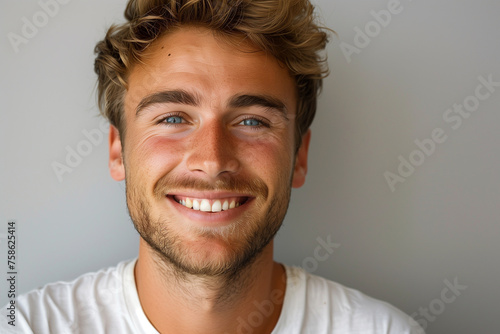 Close up of casual young man portrait with beard