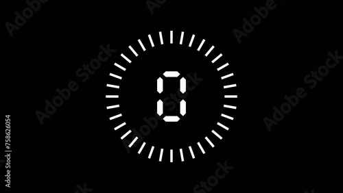 5 second timer countdown animation from 5 to 0 seconds on white color. Transparent 4K Alpha Channel. Perfect for event countdowns, product launches, game shows or broadcast.