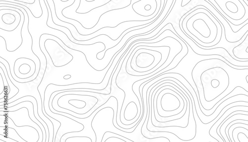 Topographic map background with space for your copy.  Vector geographic contour map.  Black and white seamless design. Vector illustration.