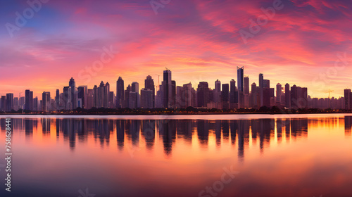 Luminous Dawn Over Urban Horizon: A Mesmerizing Panorama of Morning Tranquillity in the Heart of a Metropolitan City © Johnny