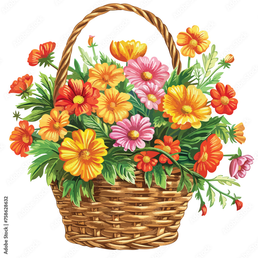 Basket Of Flowers Clipart Clipart isolated on white background