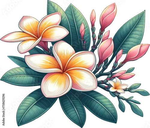 frangipani Flower Bundle Vector Illustration