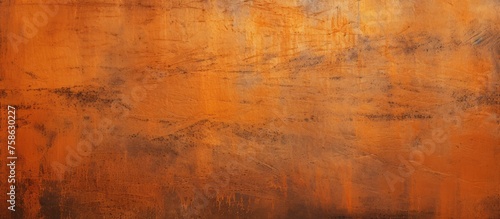 A closeup of a hardwood floor with tints of brown, amber, and orange. The rusted metal surface forms a textured pattern resembling wood grain