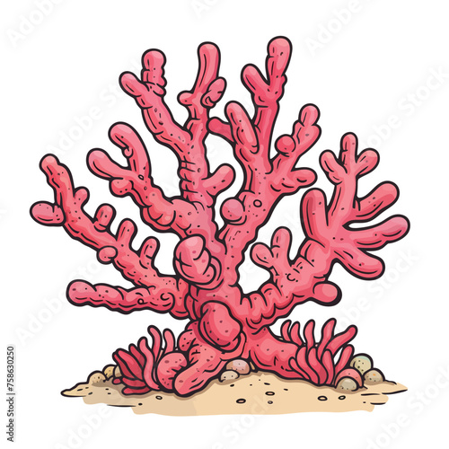 Illustration of a colorful coral on a white background. Vector illustration