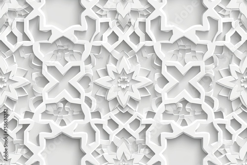 beautiful light grey and white modern islamic ornament wall vector with floral pattern