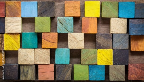 Vibrant, colorful Wooden cubes blockes background 