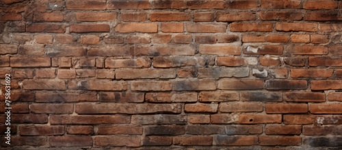 A detailed image showcasing a brown brick wall constructed with a composite building material known as brickwork, consisting of numerous bricks