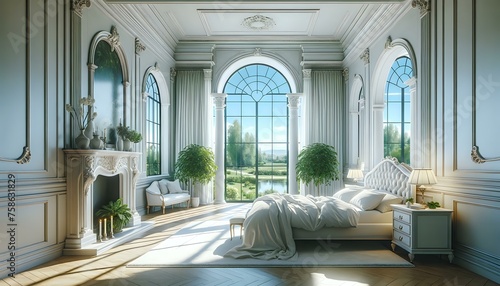Garden Heaven. Serene Bedroom with Floral Charm © Maquette Pro