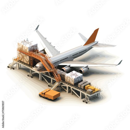 Cargo plane unloading packages onto a conveyor belt.