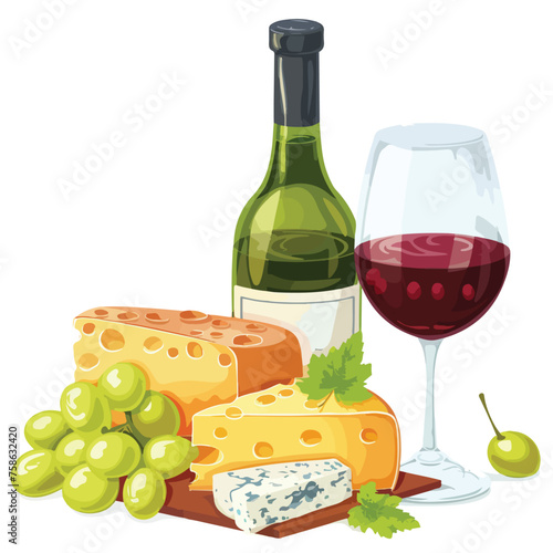 Cheese And Wine Clipart Clipart isolated on white background