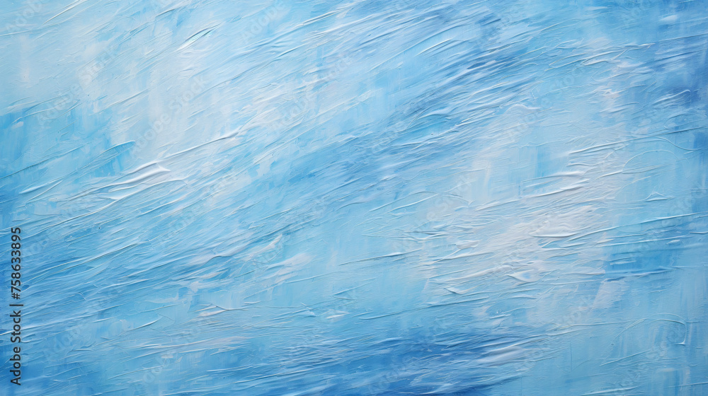 Abstract textured blue acrylic painting on canvas ..