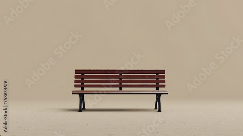 A beautiful decorative park bench in empty room.