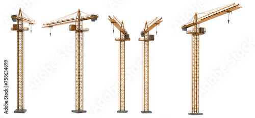Construction Crane isolated or yellow tower crane isolated on transparency background.