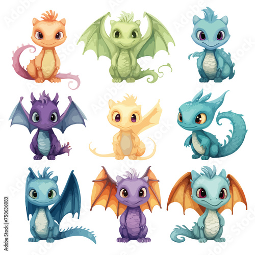 Dragons Clipart Bundle Clipart isolated on white background