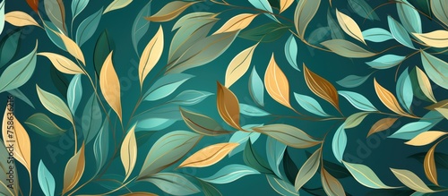 Repeating pattern of linear abstract leaves on a garland.